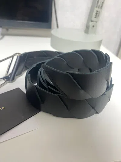 Pre-owned Bottega Veneta Black Cinture Intrecciato Leather Belt