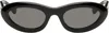 Bottega Veneta Black Classic Ribbon Almond Sunglasses In 001 Shiny Black