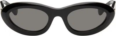 Bottega Veneta Black Classic Ribbon Almond Sunglasses In 001 Shiny Black
