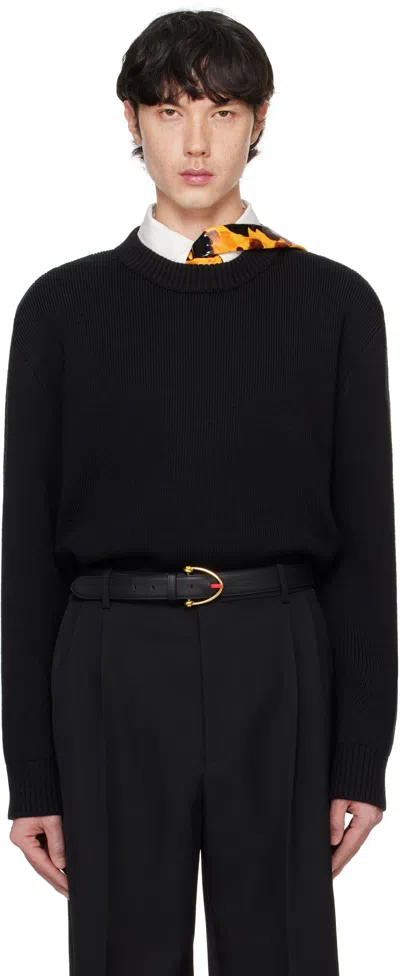 Bottega Veneta Black Classic Wool Tailored Sweater
