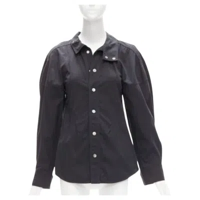 Pre-owned Bottega Veneta Black Cotton Blend 3d Cut Sleeves Snap Button Shirt It36 S
