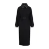 Bottega Veneta Black Trenchcoat With Removable Leather Collar With Intrecciato Motif And Adjustable Belt In Cotton In Black