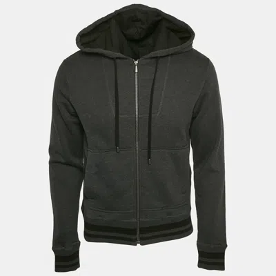Pre-owned Bottega Veneta Black Cotton Knit Zip-up Continuity Hoodie S