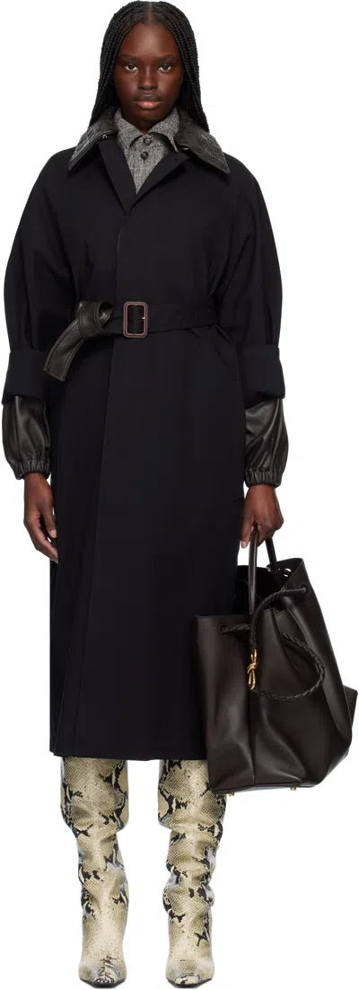 Bottega Veneta Black Cotton Trench Coat In 1000 Black