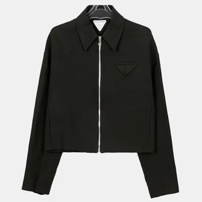 Pre-owned Bottega Veneta Black Cotton Zip-up Jacket Size 46
