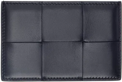Bottega Veneta Black Credit Card Case In 8837 Space Gold