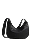Bottega Veneta Black Crossbody Bag With Top Zip Closure And Intrecciato Motif In Leather Woman