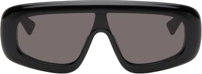 Bottega Veneta Black Curvy Mask Acetate Sunglasses
