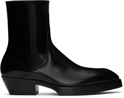 Bottega Veneta Dalton Leather Ankle Boots In Black