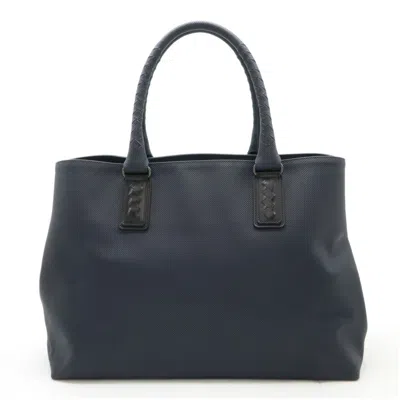 Pre-owned Bottega Veneta Black Dark Navy Pvc Leather Shoulder Bag Tote Bag ()