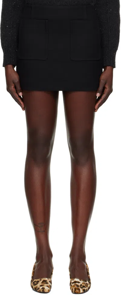 Bottega Veneta Black Double Cotton Miniskirt In 1000 Black