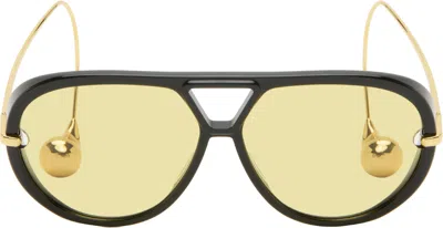 Bottega Veneta Black Drop Aviator Sunglasses In Multi