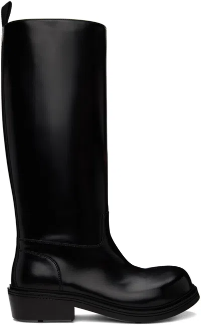 Bottega Veneta Black Fireman Boots In 1000 Black
