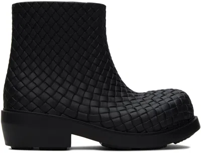 Bottega Veneta Black Fireman Boots In 1000-black
