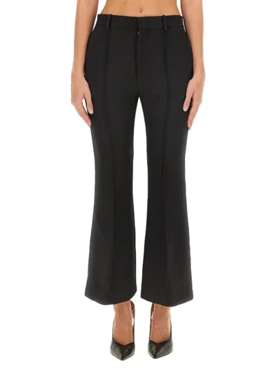 Bottega Veneta Light Wool Crepe Trousers In Black