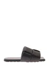 Bottega Veneta Patch Flat Mules In Padded Intreccio Leather In Black