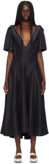 Bottega Veneta Black Fluid Midi Dress In 1000 Black
