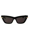 Bottega Veneta Black Gold Grey Acetate Sunglasses In Black