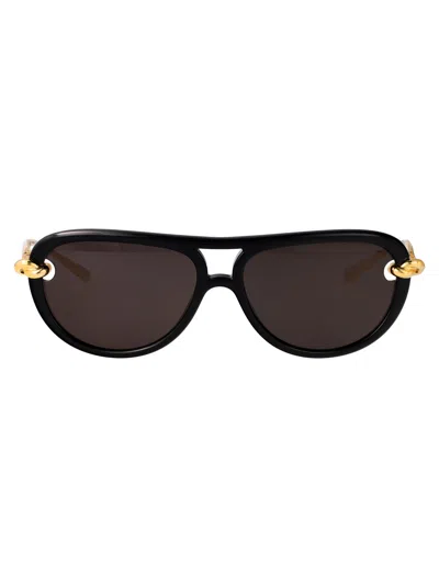 Bottega Veneta Black-gold-grey Bio Injection Sunglasses In Neutral