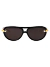 Bottega Veneta Black-gold-grey Bio Injection Sunglasses In Brown