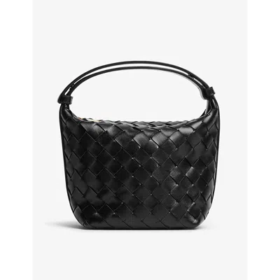 Bottega Veneta Black-gold Wallace Micro Leather Hobo Bag