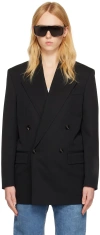 Bottega Veneta Black Grain De Poudre Blazer In 1000 Black