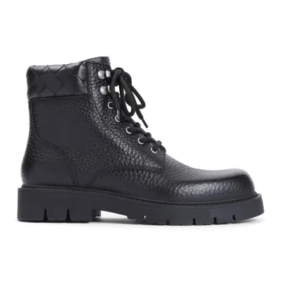 Bottega Veneta Black Grained Calf Leather Haddock Lace Up Ankle Boots