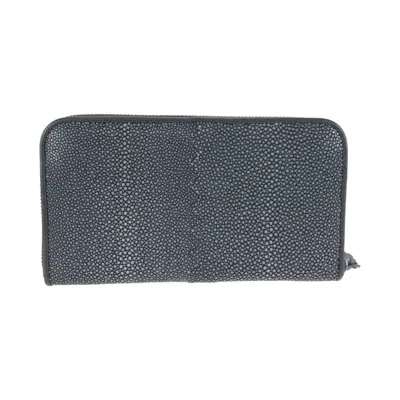 Pre-owned Bottega Veneta Black Gray Leather Long Wallet (bi-fold) () In Multi