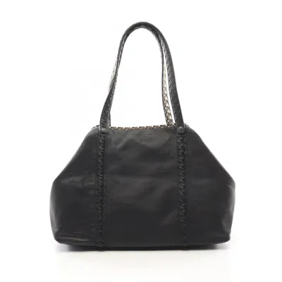 Pre-owned Bottega Veneta Black Gray Nylon Leather Tote Bag ()