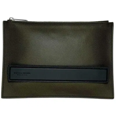 Pre-owned Bottega Veneta Black Green Khaki Leather Clutch Bag () In Black, Green, Khaki