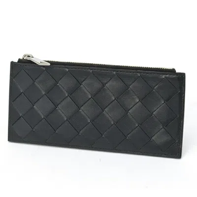 Pre-owned Bottega Veneta Black Green Leather Coin Purse/coin Case () In Black, Green