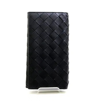 Pre-owned Bottega Veneta Black Green Leather Long Wallet (bi-fold) () In Multi