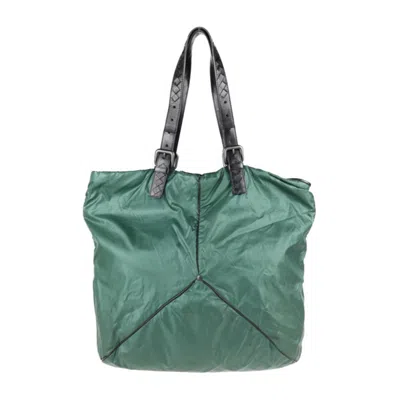 Pre-owned Bottega Veneta Black Green Nylon Handbag Shopping Bag Shoulder Bag Tote Bag () In Black, Green