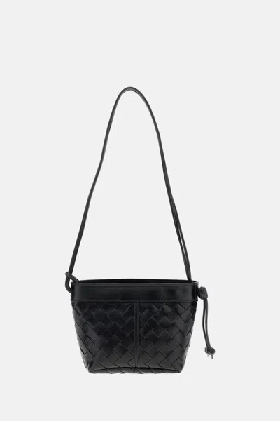 BOTTEGA VENETA BLACK INTECCIATO CROSSBODY BAG