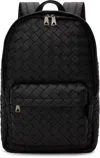 Bottega Veneta Black Intrecciato Backpack In Black