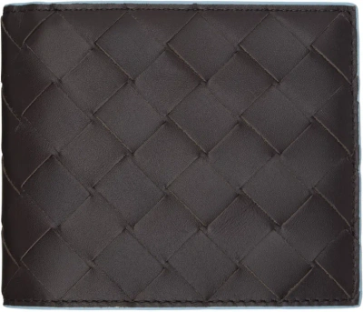 Bottega Veneta Black Intrecciato Bi-fold Wallet In Brown