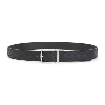 Bottega Veneta Black Intrecciato Buckle Belt