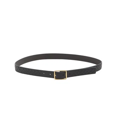 Bottega Veneta Black Intrecciato Buckle Belt