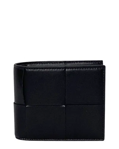 Bottega Veneta Black Intrecciato Calfskin Leather Cassette Billfold Wallet  (authentic Pre-loved)