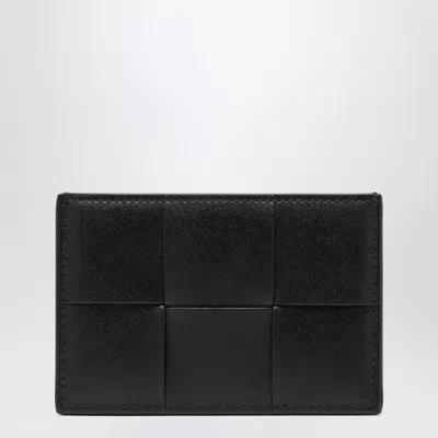Bottega Veneta Black Intrecciato Card Holder In Multicolor