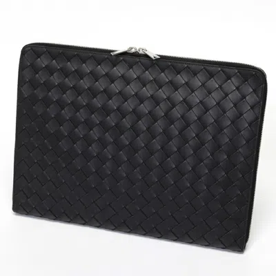 Pre-owned Bottega Veneta Black Intrecciato Clutch Bag Document Case ()