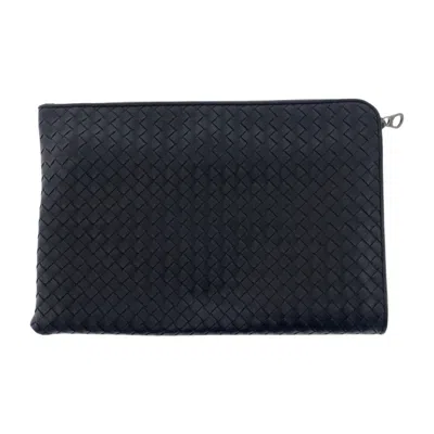 Pre-owned Bottega Veneta Black Intrecciato Clutch Bag ()