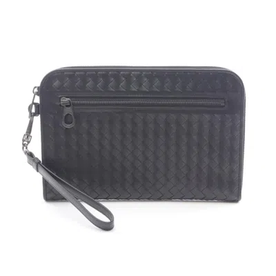 Pre-owned Bottega Veneta Black Intrecciato Clutch Bag ()