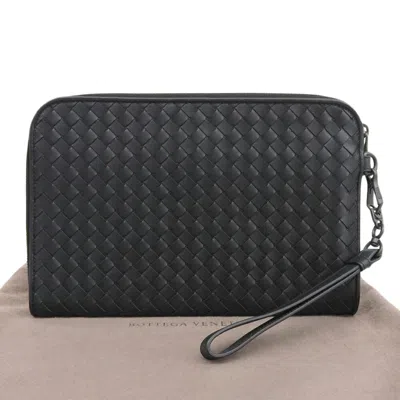 Pre-owned Bottega Veneta Black Intrecciato Clutch Bag ()