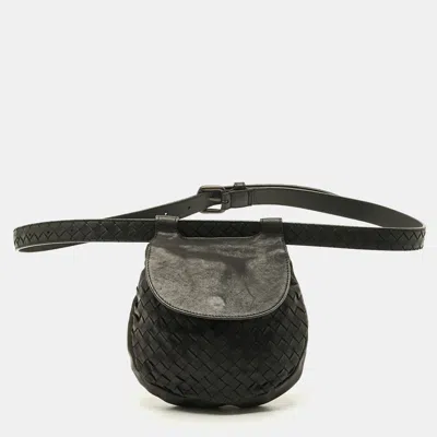 Pre-owned Bottega Veneta Black Intrecciato Leather Belt Bag