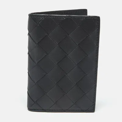 Pre-owned Bottega Veneta Black Intrecciato Leather Bifold Card Holder