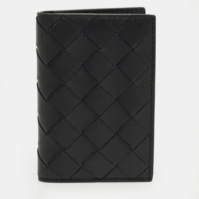 Pre-owned Bottega Veneta Black Intrecciato Leather Bifold Card Holder
