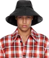 Bottega Veneta Black Intrecciato Leather Bucket Hat In 1000