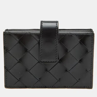 Pre-owned Bottega Veneta Black Intrecciato Leather Card Case