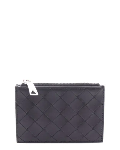 Bottega Veneta Black Intrecciato Leather Card Case (authentic Pre-loved) In Gray